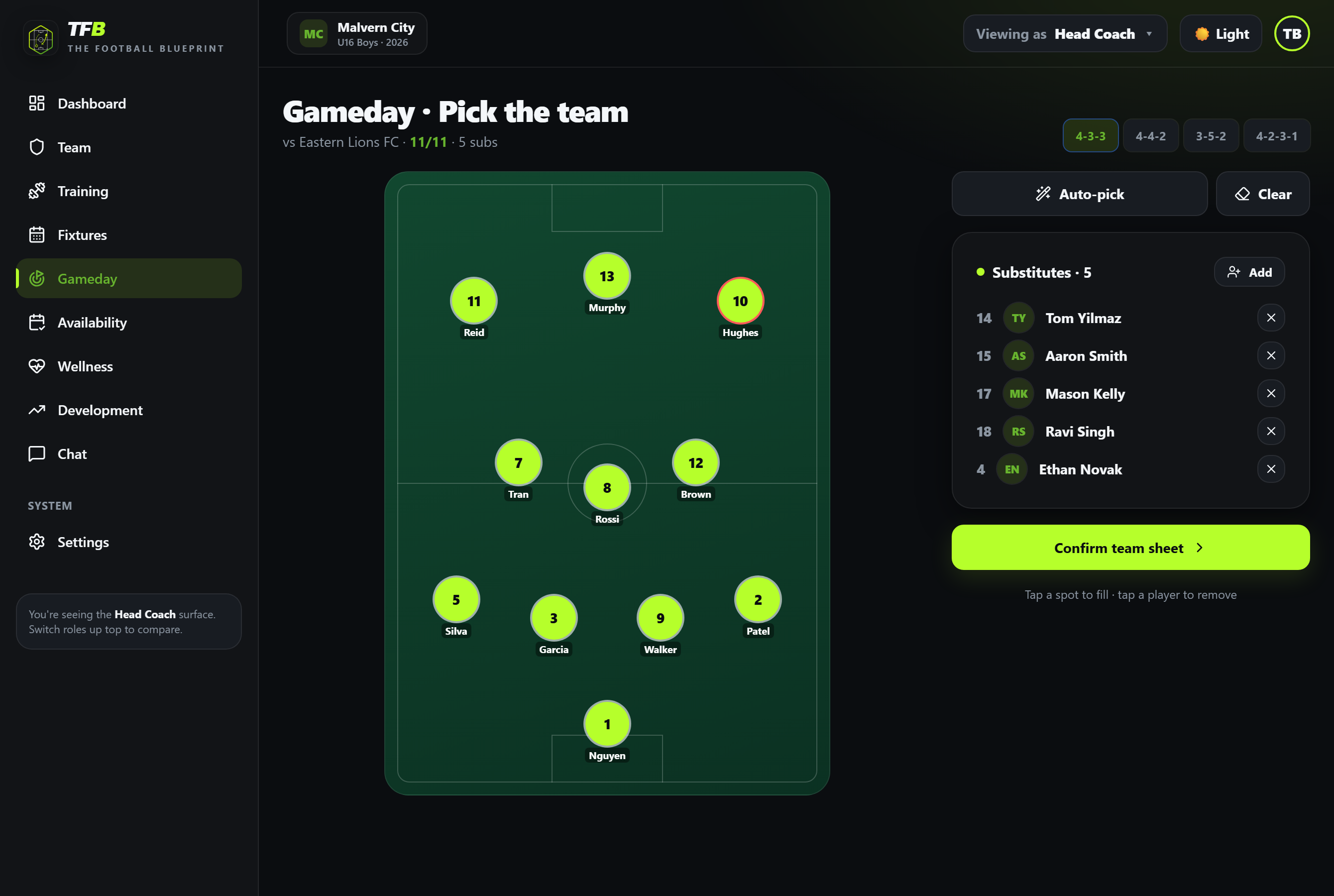 Gameday & live match